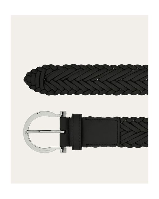 Ferragamo White Ferragamo Eyewear Braided Leather Belt for men