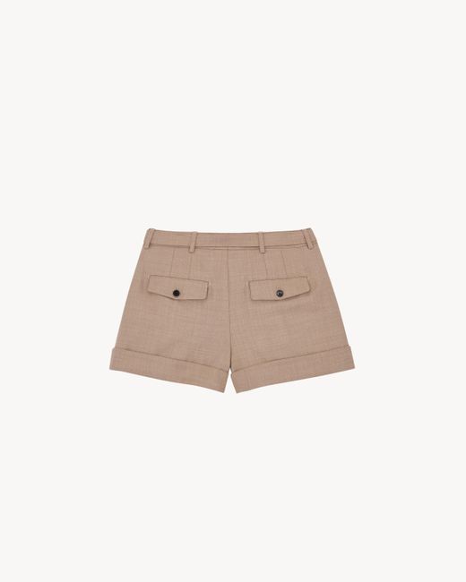 Saint Laurent Natural Belted Tailored Shorts for men