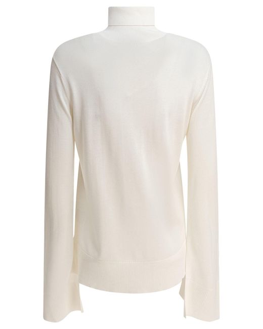 Totême White Totême High Neck Knitted Blouse