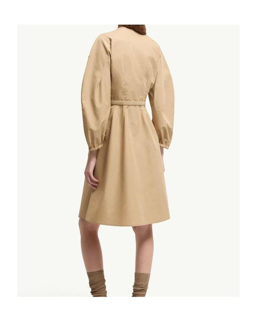 Moncler Natural Pleated Poplin Dress