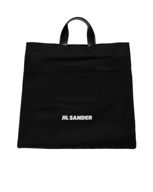 Jil Sander Black Logo Printed Large Tote Bag for men