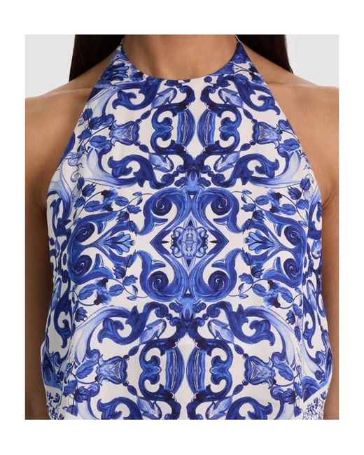 Alice + Olivia Blue Frenchie Handkerchief Halter Top