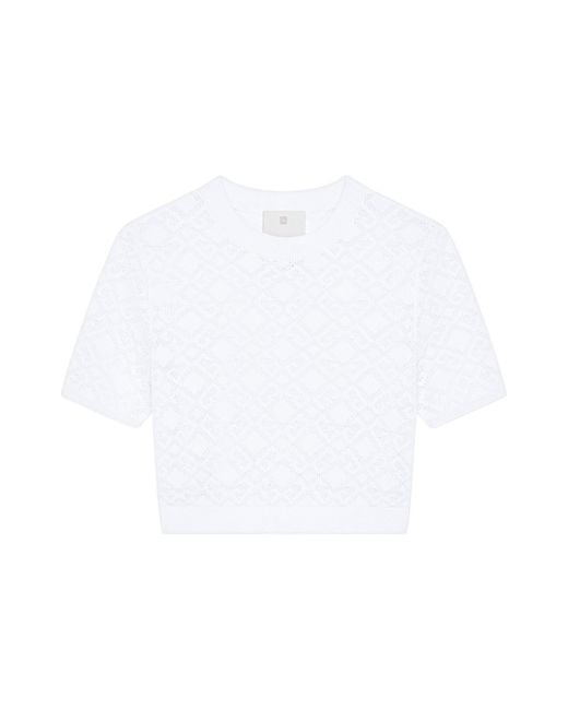 Givenchy White Monogram 72 Jacquard Short-Sleeve Knit Top