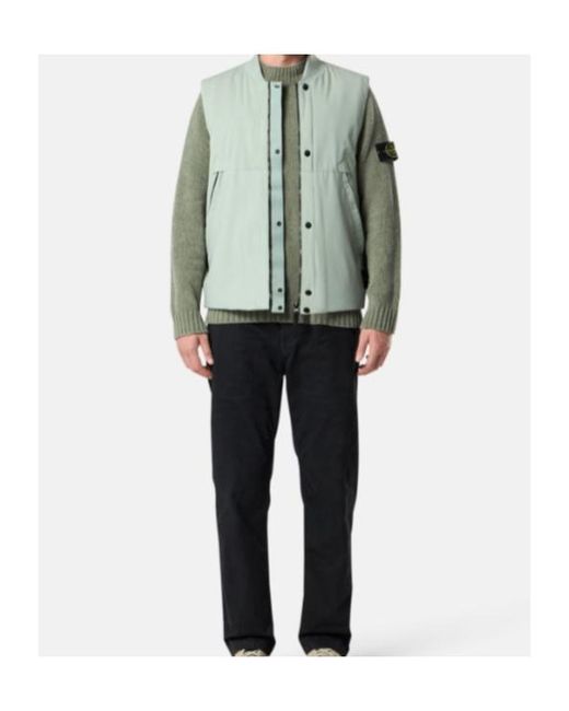 Stone Island Green Logo Patch Zipped Vest for men