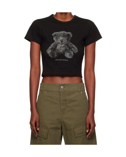 we11done Black Teddy-Print T-Shirt