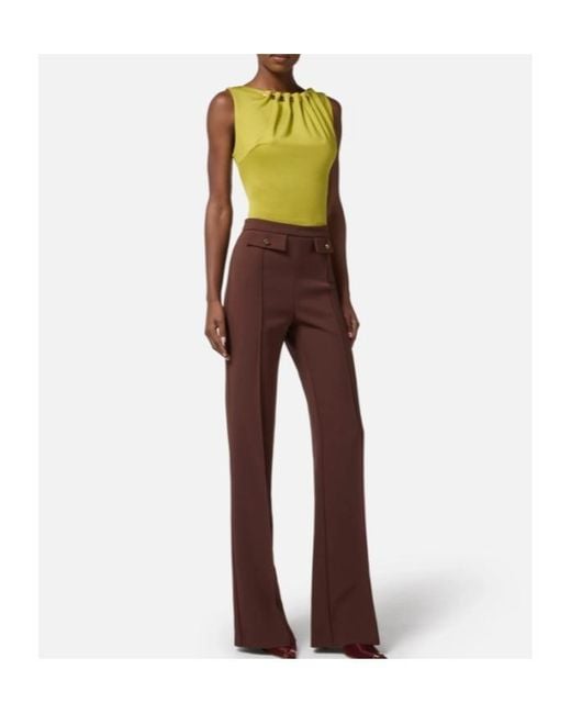 Elisabetta Franchi Green Jersey Top With Jewel Buttons