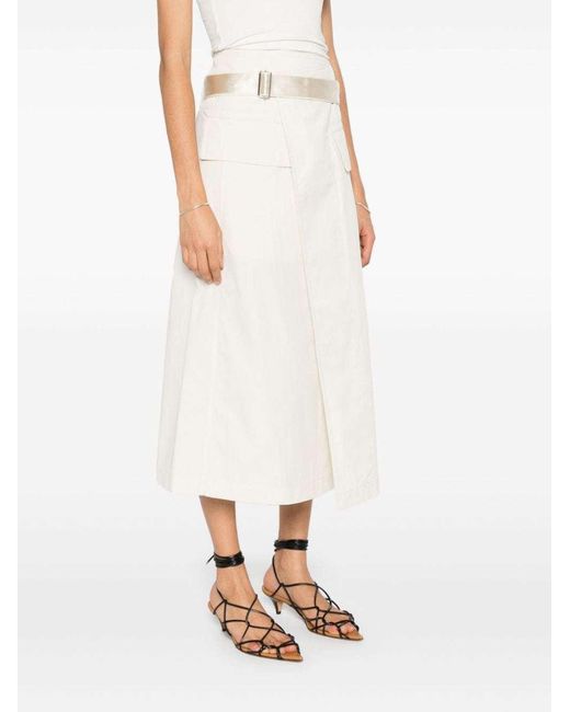 Helmut Lang White Front Slit Skirt