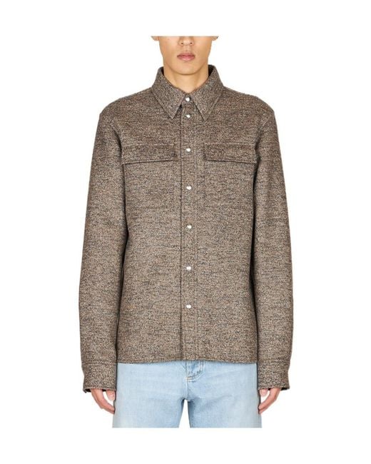 Bottega Veneta Green Long-Sleeve Wool Shirt for men