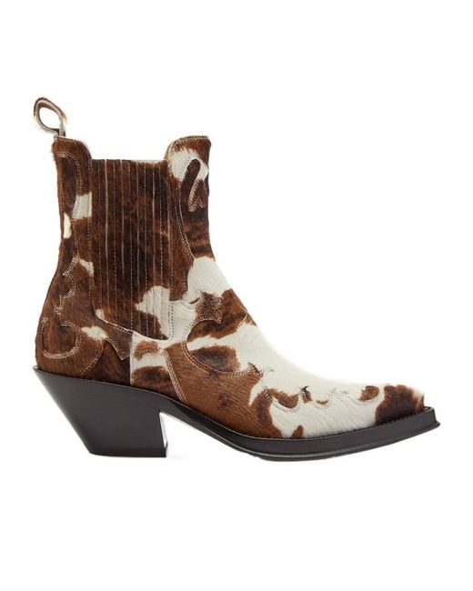 Gabriela Hearst Brown Print Calf Hair Ankle Boots