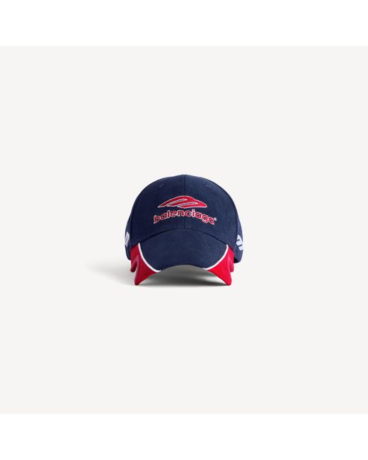 Balenciaga Blue Logo Embroidered Baseball Cap for men