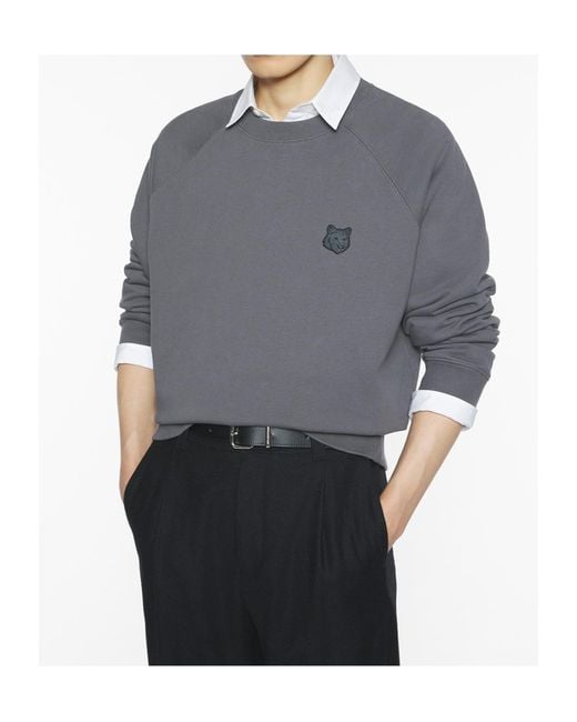 Maison Kitsuné Gray Maison Kitsuné Fox Head Oversize Sweatshirt for men