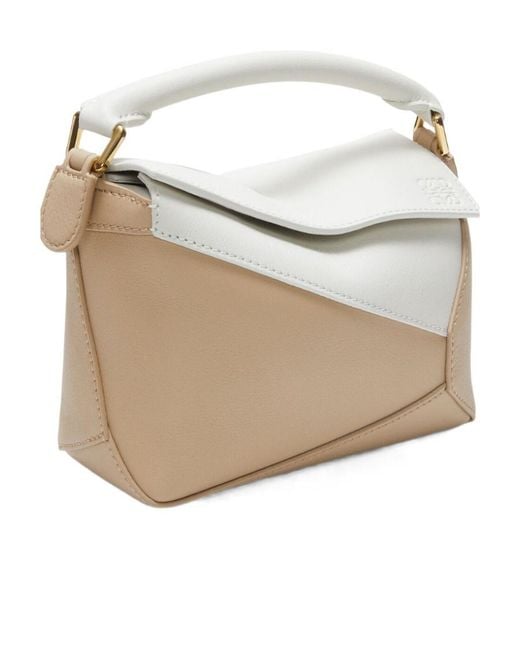 Loewe White Anagram Embossed Mini Puzzle Bag
