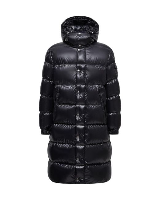 Moncler Black Hanoverian Hooded Square-Quilted Long Down Jacket for men