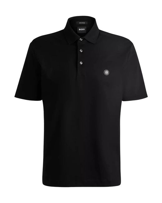 Boss Black Boss Double-Monogram Patch Polo Shirt for men