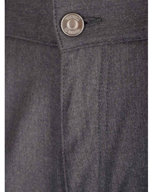 Zegna Gray Logo Patch Slim Cut Trousers for men