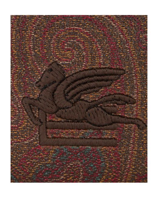 Etro Brown Paisley Printed Logo Embroidered Coin Holder