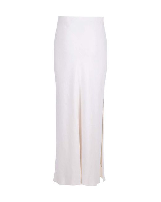 Brunello Cucinelli White Side Slit Midi Skirt