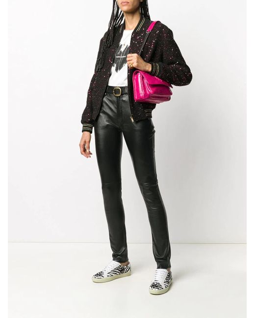 Saint Laurent Black Sequinned Bomber Jacket