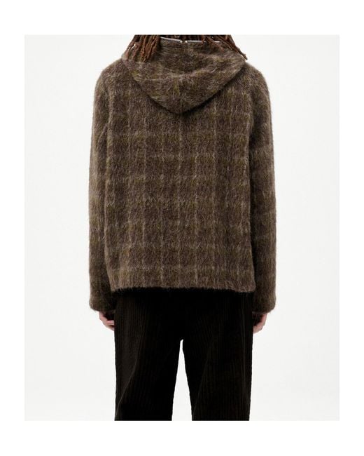 Our Legacy Brown Hairy Wool Check Zip-Up Sweatshirt for men