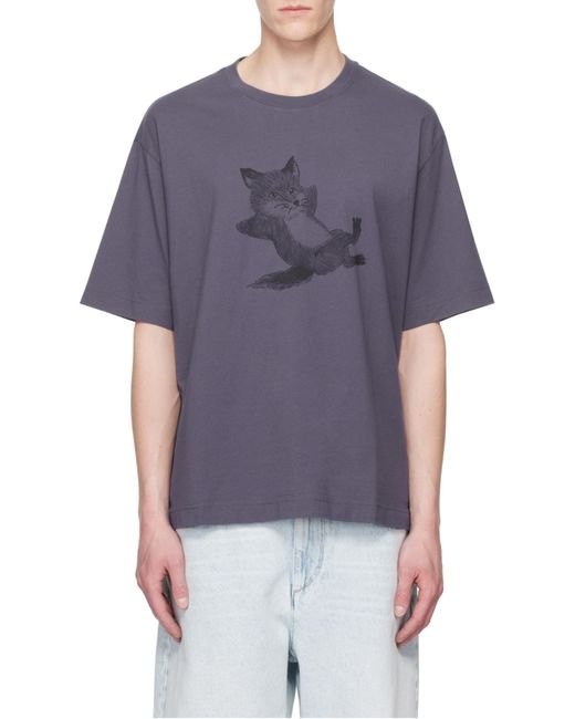 Maison Kitsuné Blue Maison Kitsuné Chillax Print Oversize T-Shirt for men