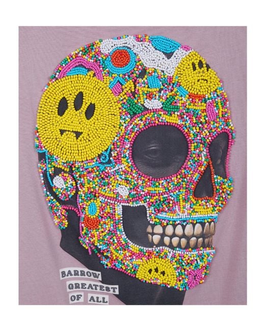 Barrow Purple Graphic Beaded T-Shirt for men