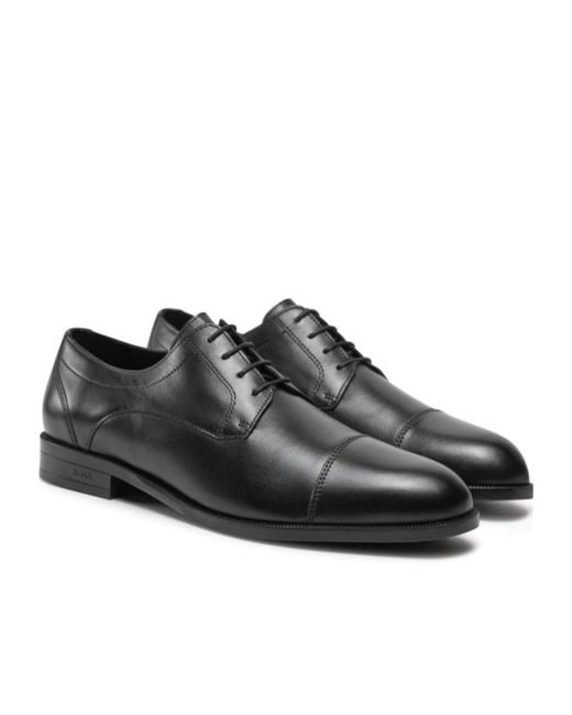 Boss Black Leather Derby Shoes for men