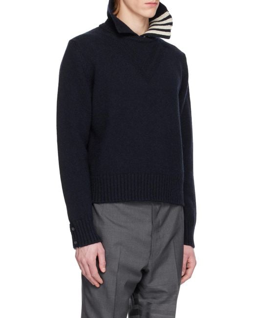 Thom Browne Blue Bar Striped Jumper for men