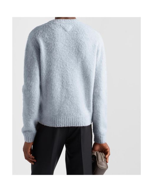Prada Blue Long Sleeved Crewneck Jumper for men