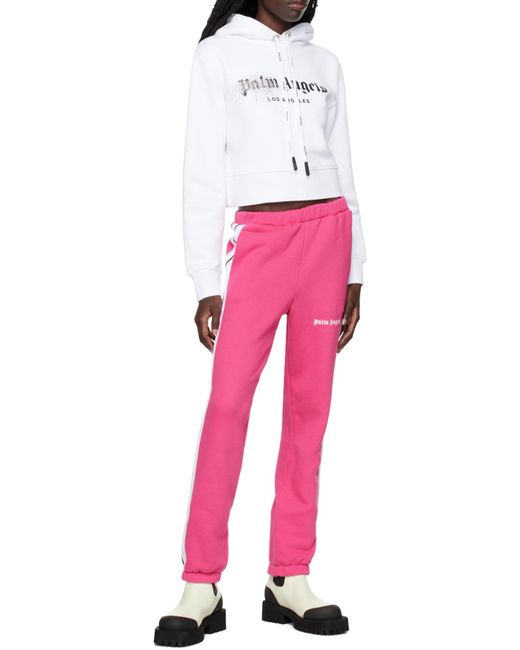 Palm Angels Pink Logo-Printed High Waist Pants