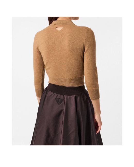 Prada Natural Ribbed-Knit Sweater