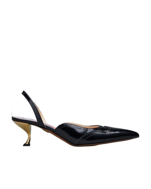 Thom Browne Black Pointed-Toe Slingback Pumps