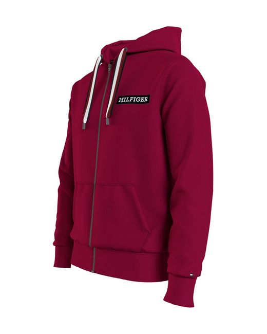 Tommy Hilfiger Red Long-Sleeved Hooded Sweater for men