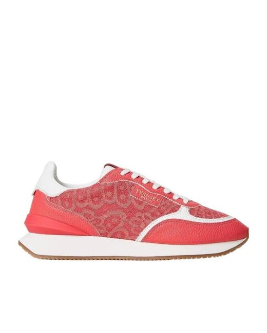 Twinset Pink Lace-Panelled Sneakers