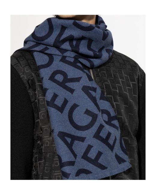 Ferragamo Blue Ferragamo Monogram Jacquard Scarf for men