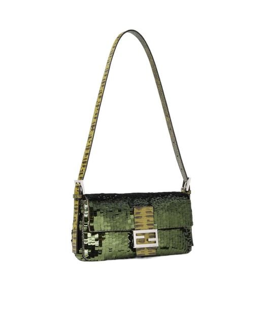 Fendi Green Baguette Shoulder Bag
