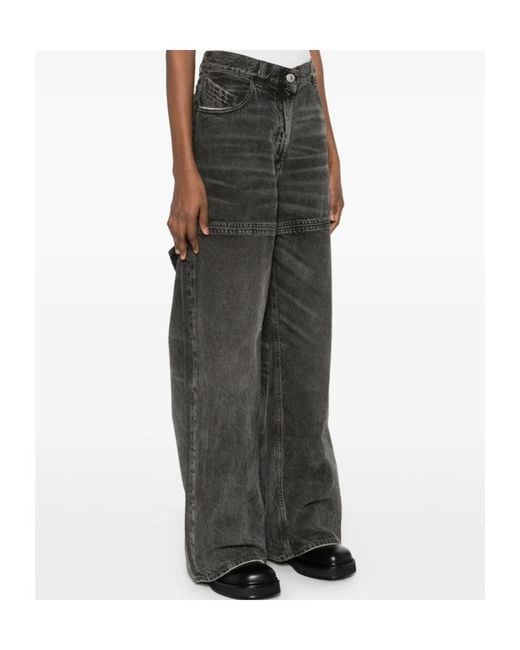 The Attico Gray The Cutout Wide-Leg Jeans