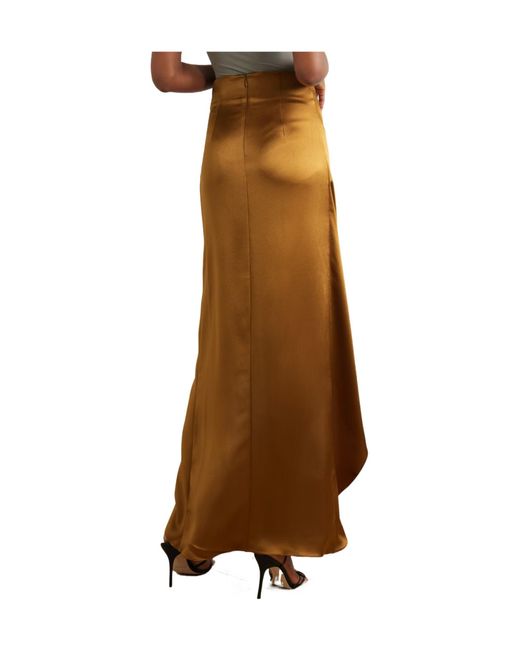 Galvan Natural Asymmetric Satin Maxi Skirt