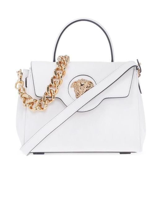 Versace White La Medusa Medium Shoulder Bag