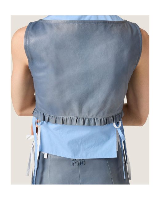 Miu Miu Blue Nappa Leather Top