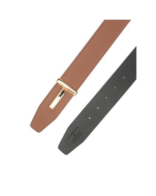 Tom Ford Brown T Icon Reversible Belt for men