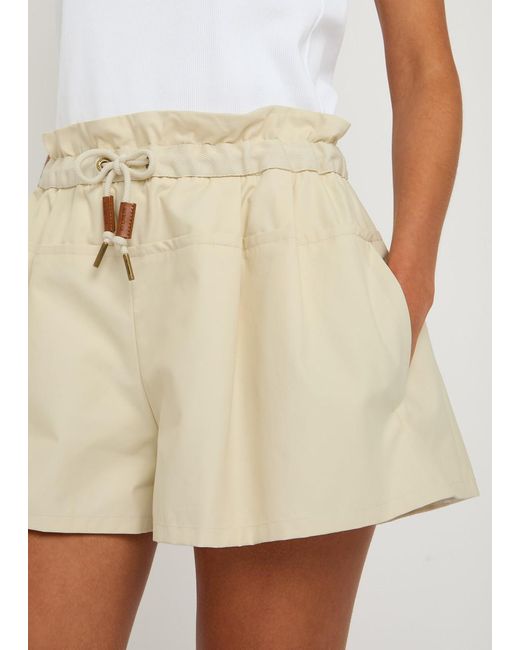 Moncler Natural Canvas Trim Shell Shorts
