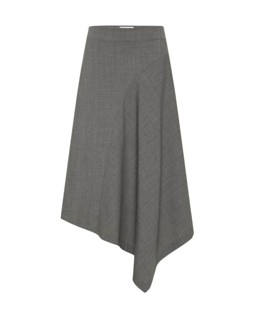 St. Agni Gray Curved Patchwork Midi Skirt