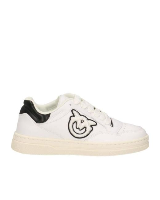 Pinko White Gem Lace-Up Sneakers