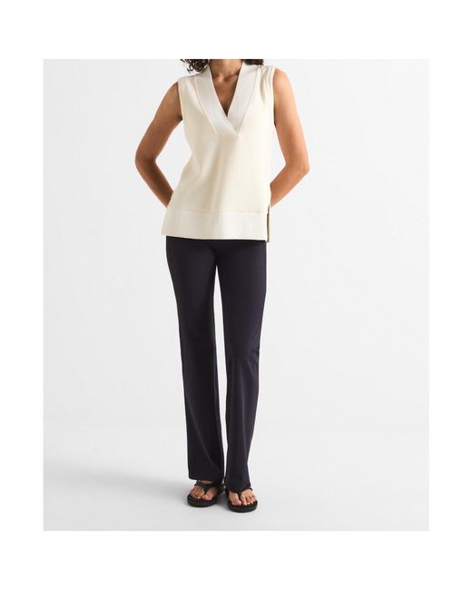 Varley White Ribbed Tank Top