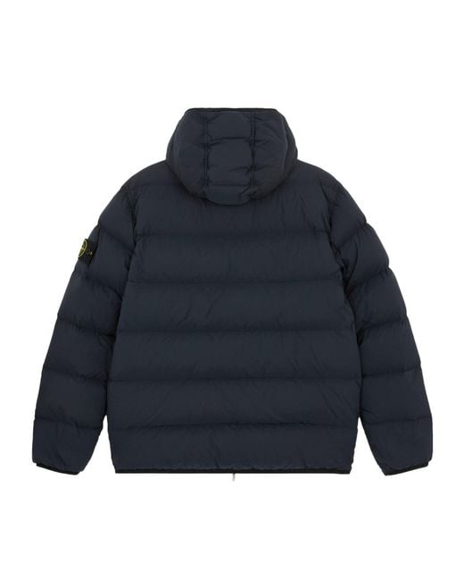 Stone Island Blue Padded Hooded Puffer Jacket for men