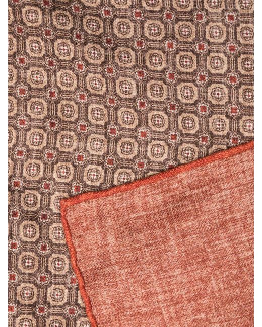 Brunello Cucinelli Brown Logo Patch Graphic Printed Pocket Square for men