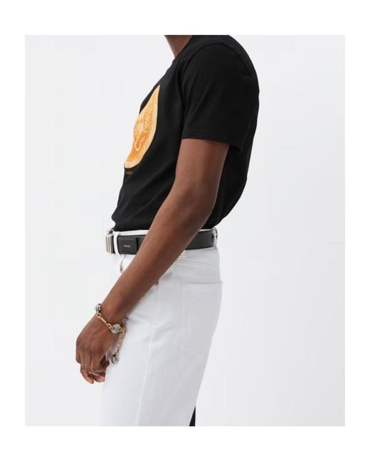 Versace Black Printed Cotton-Jersey Slim T-Shirt for men