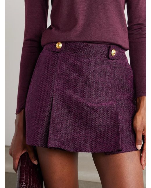 Tom Ford Purple Pleated Tweed Mini Skirt