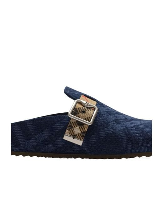 Burberry Blue Checked Urchin Clogs for men