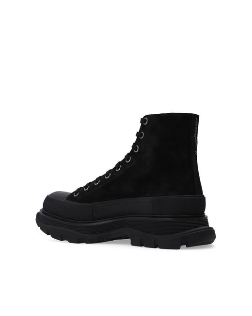 McQueen Black Tread Slick Boots for men